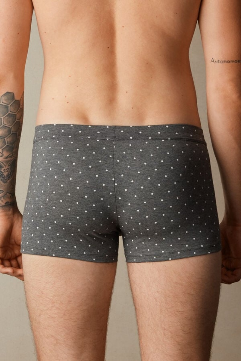 Pánské Boxer Intimissimi Dotted in Stretch Supima® Bavlněné Tmavě Šedé | CZ CE3397