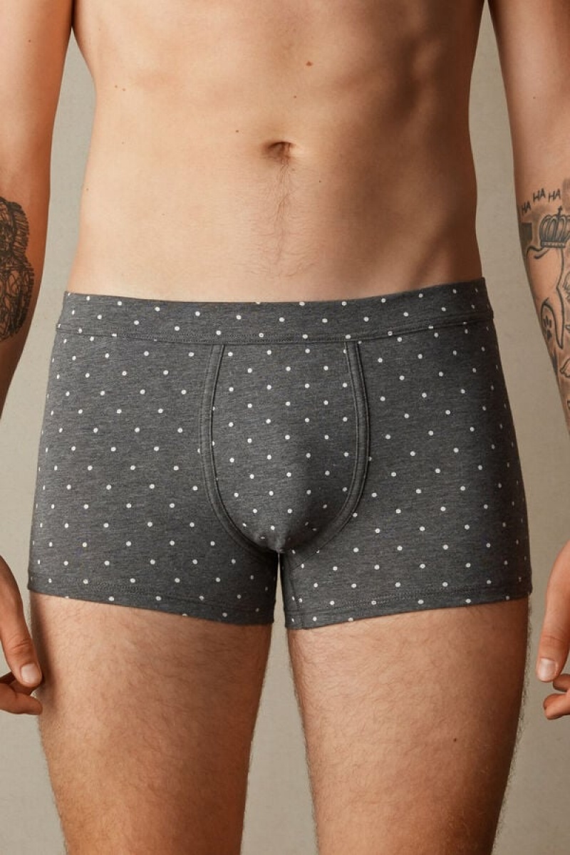 Pánské Boxer Intimissimi Dotted in Stretch Supima® Bavlněné Tmavě Šedé | CZ CE3397