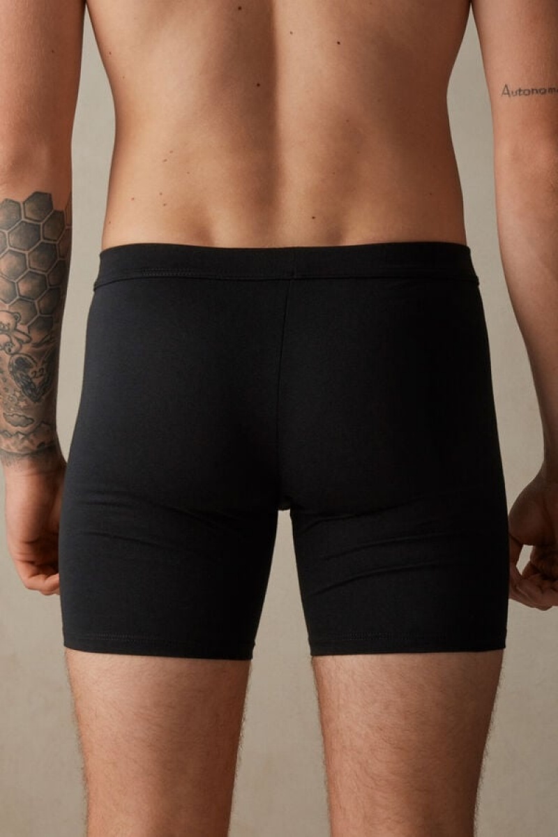 Pánské Boxer Intimissimi Long in Stretch Supima® Bavlněné Černé | CZ FM3424