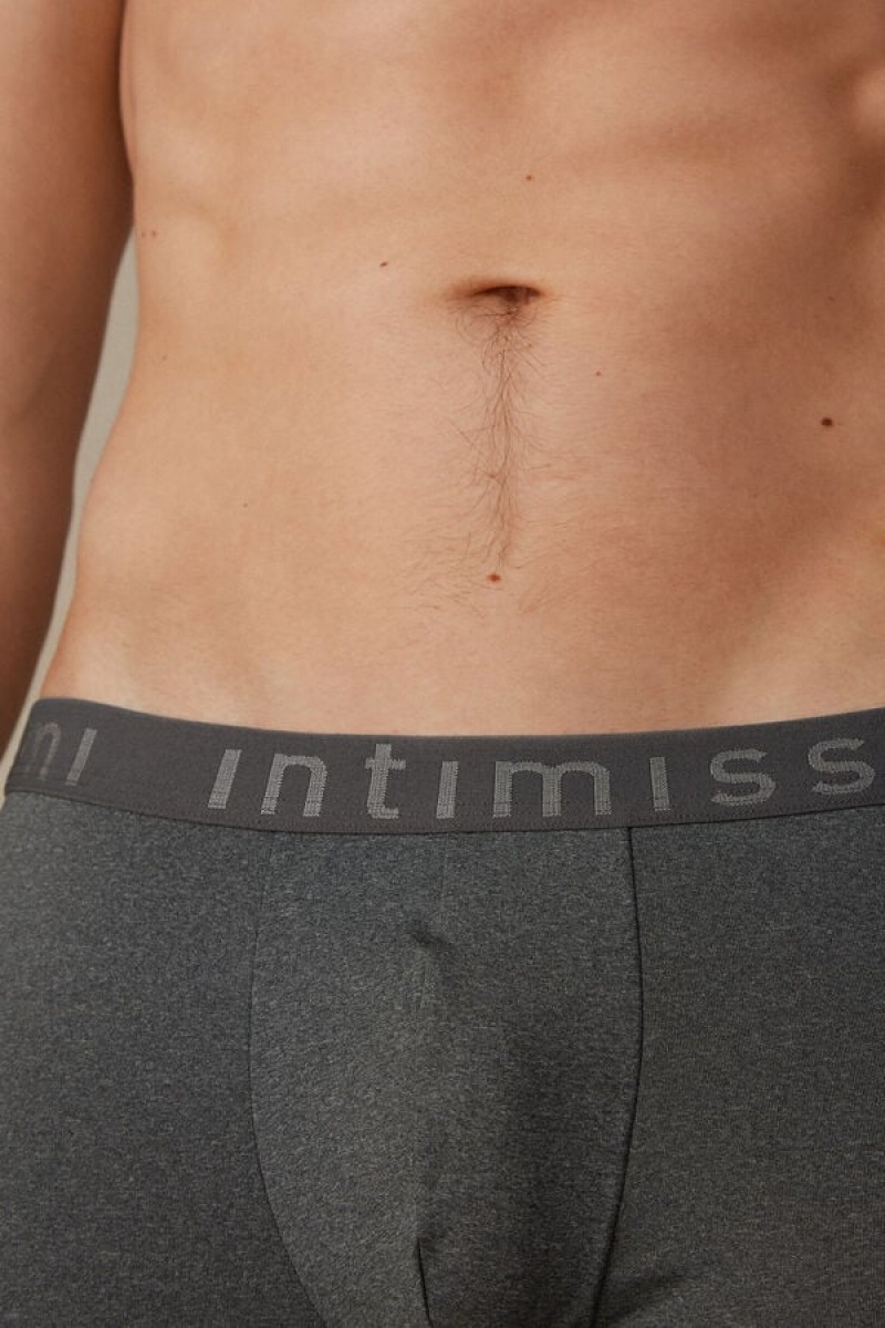 Pánské Boxer Intimissimi Microfiber Logo Shorts Tmavě Šedé | CZ FM3483