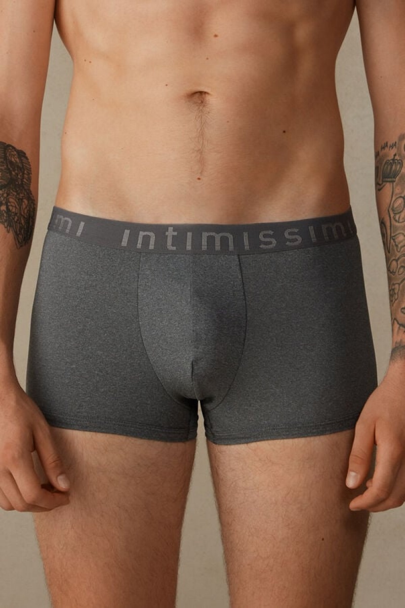 Pánské Boxer Intimissimi Microfiber Logo Shorts Tmavě Šedé | CZ FM3483