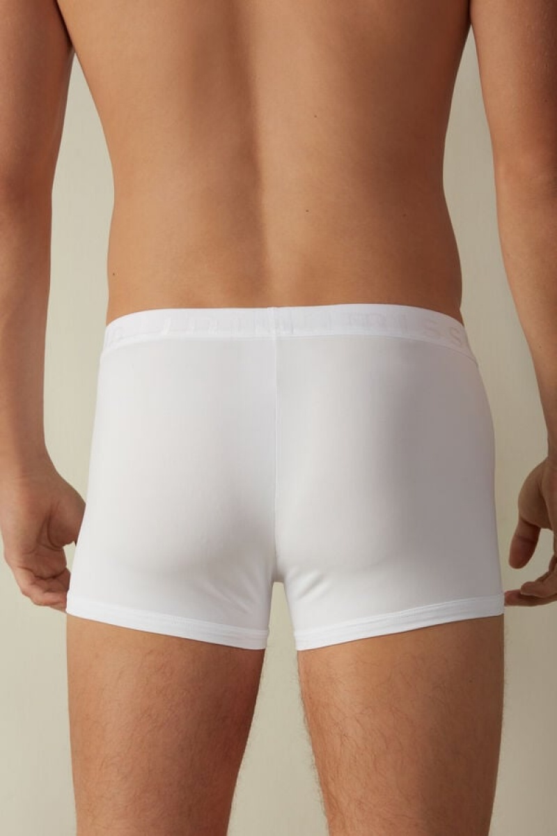 Pánské Boxer Intimissimi Microfiber Logo Shorts Bílé | CZ QZ3471