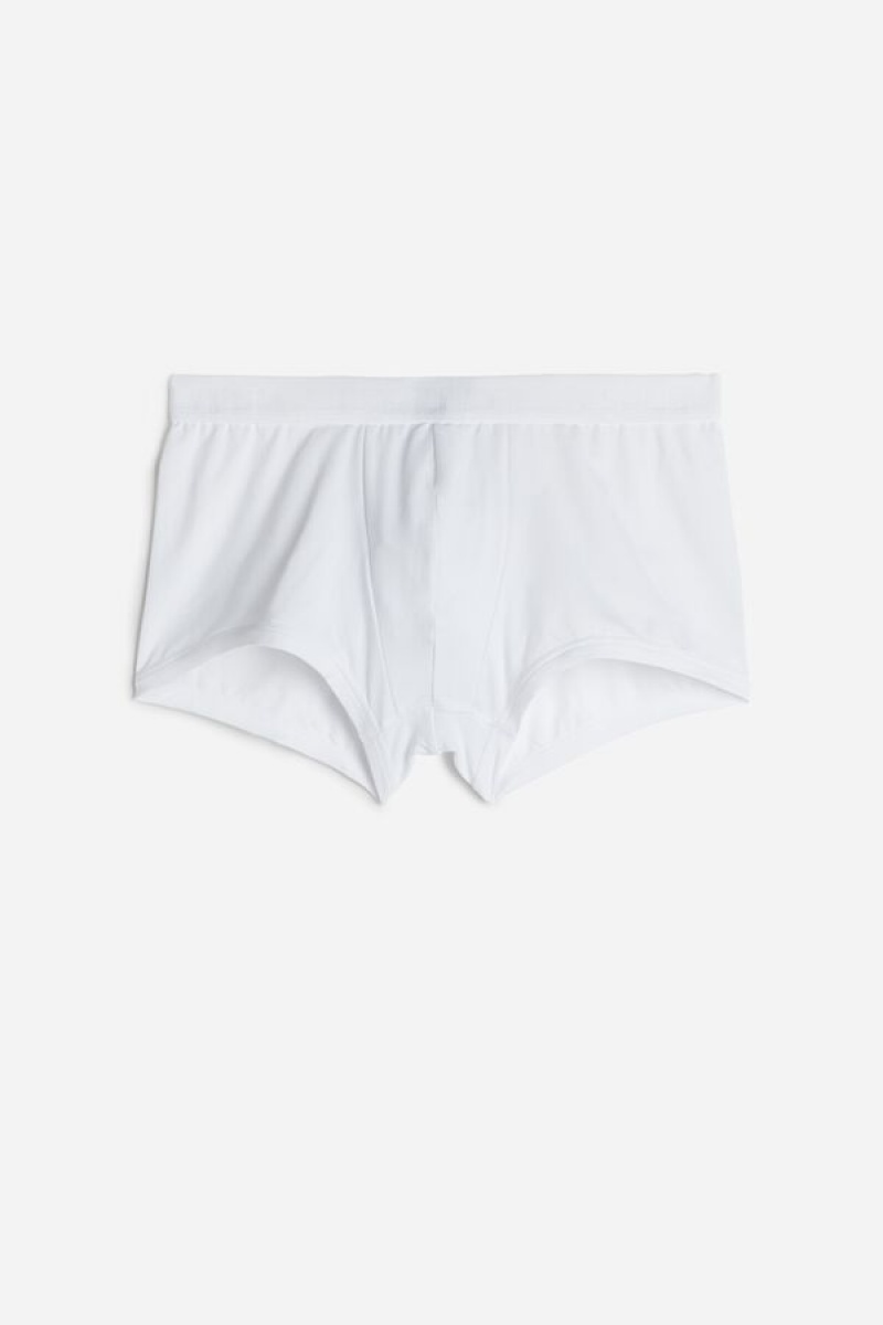 Pánské Boxer Intimissimi Microfiber Logo Shorts Bílé | CZ QZ3471