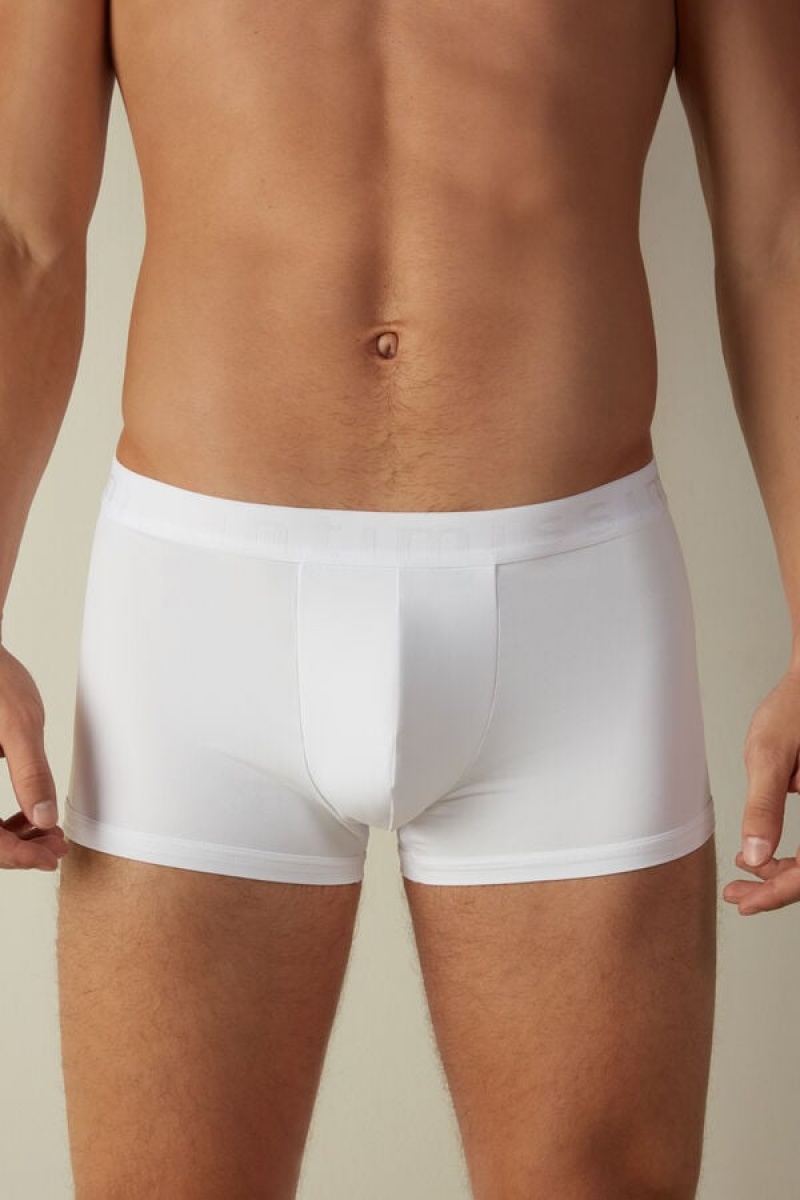 Pánské Boxer Intimissimi Microfiber Logo Shorts Bílé | CZ QZ3471