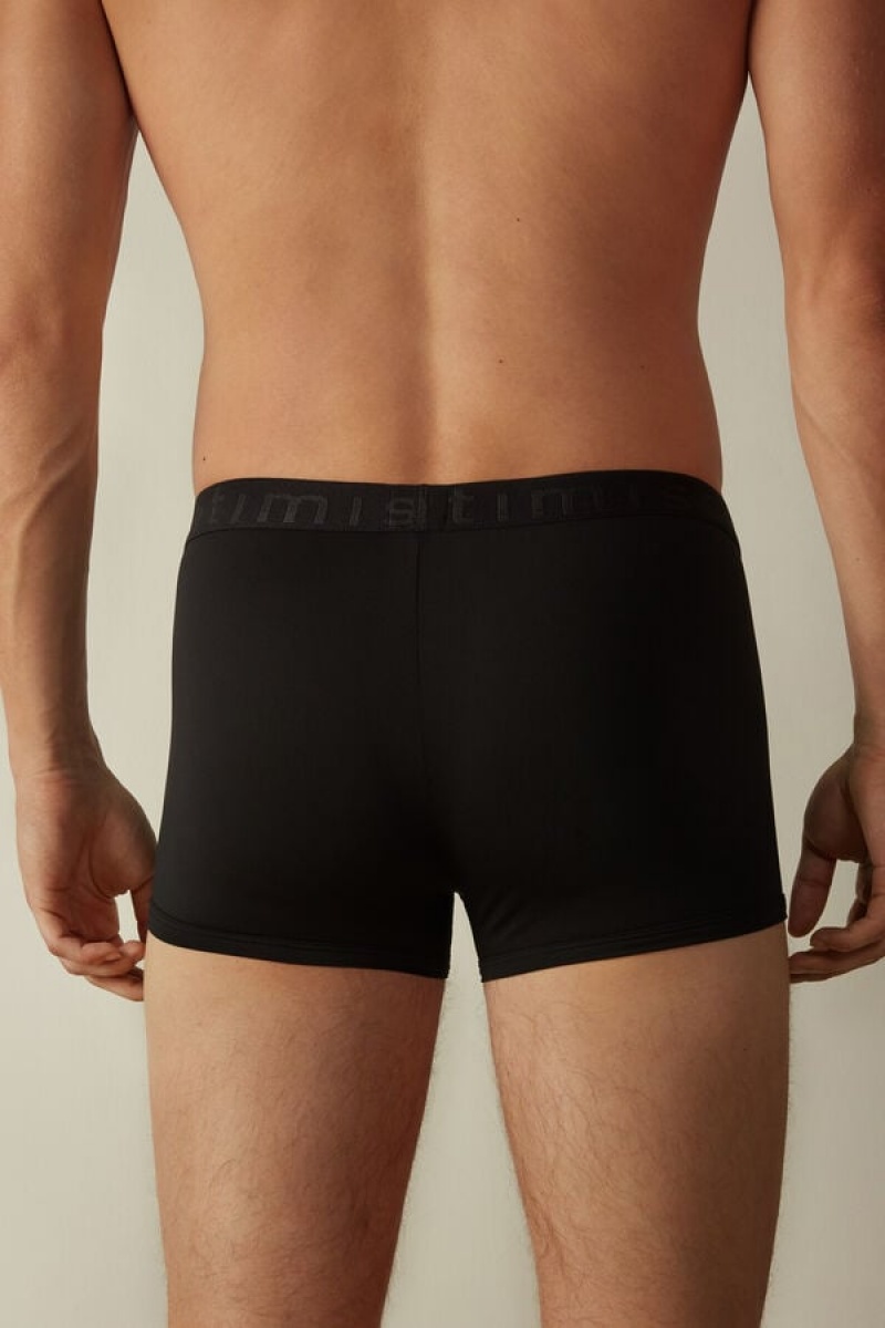 Pánské Boxer Intimissimi Microfiber Logo Shorts Černé | CZ QZ3444