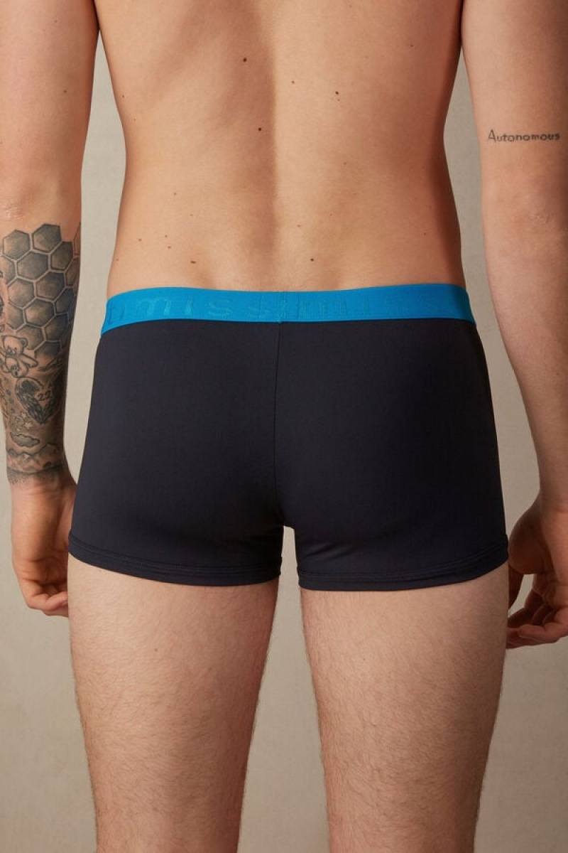 Pánské Boxer Intimissimi Microfiber Logo Shorts Černé Blankyt | CZ YU3414