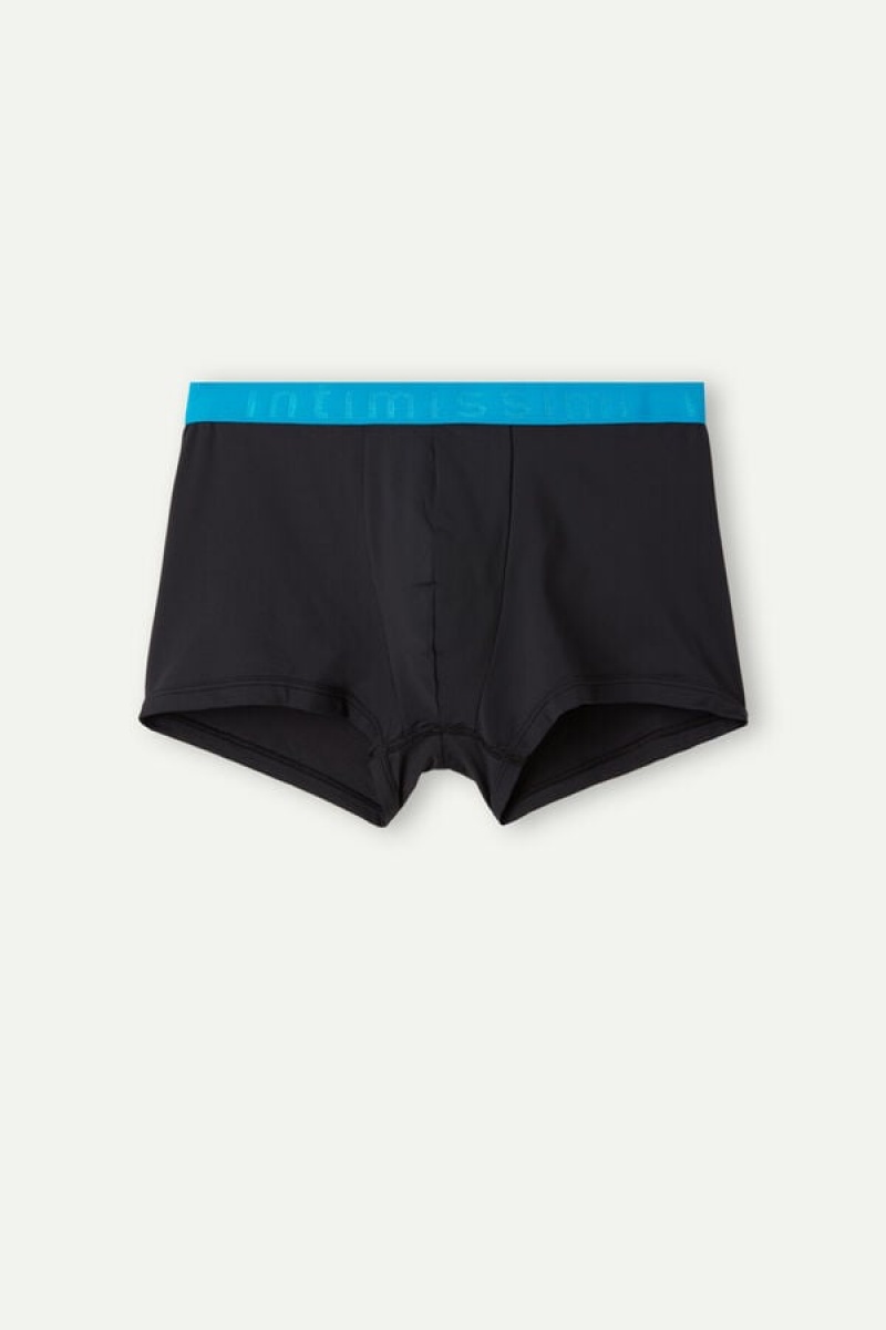 Pánské Boxer Intimissimi Microfiber Logo Shorts Černé Blankyt | CZ YU3414