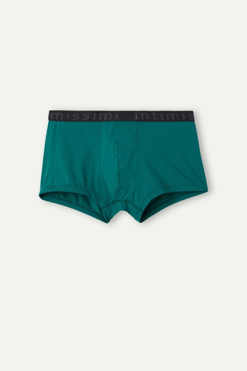 Pánské Boxer Intimissimi Microfiber Logo Shorts Tyrkysové Zelene Blankyt | CZ IS3412