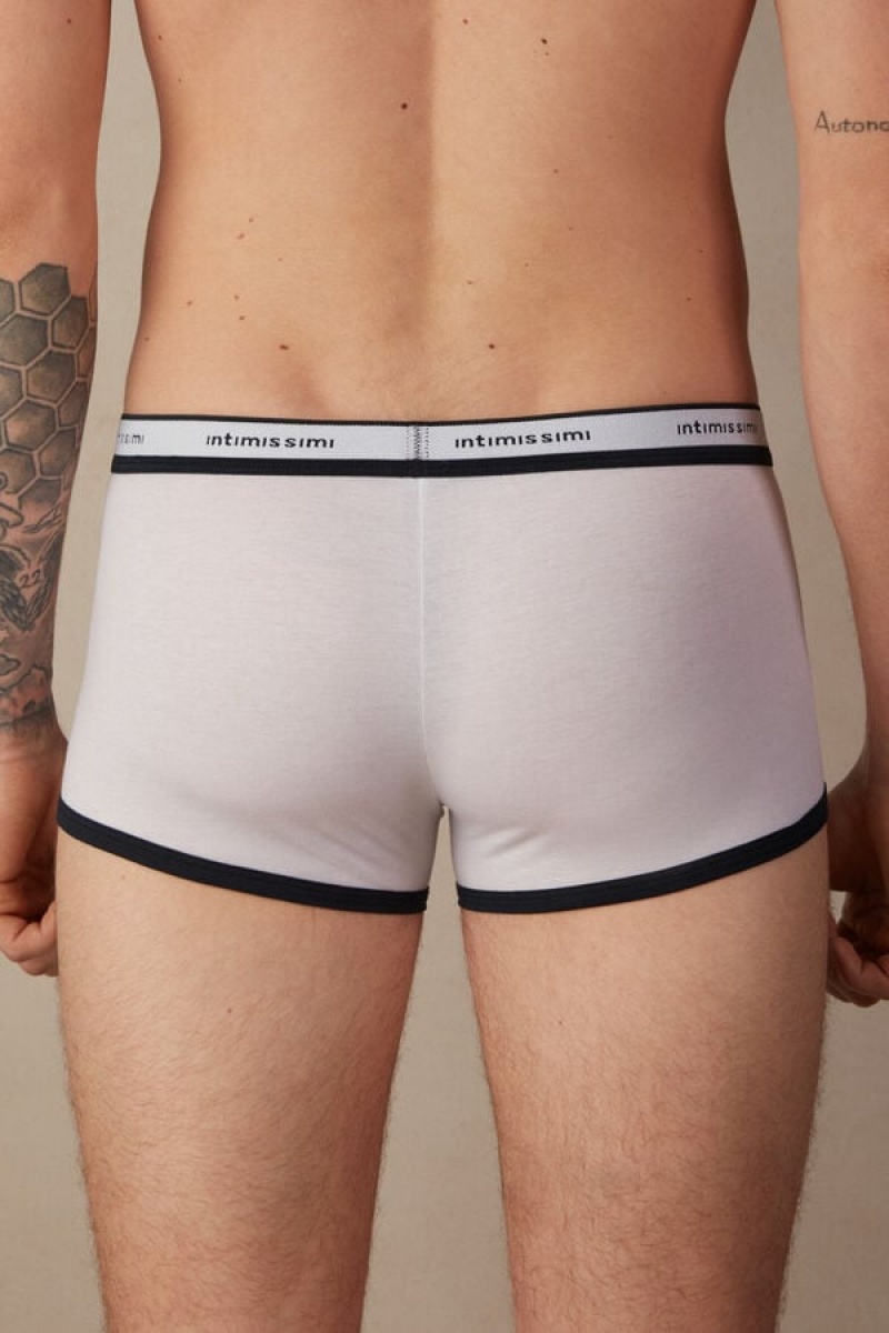 Pánské Boxer Intimissimi Natural Fresh Supima® Bavlněné with Logo Bílé Blankyt | CZ WY3391