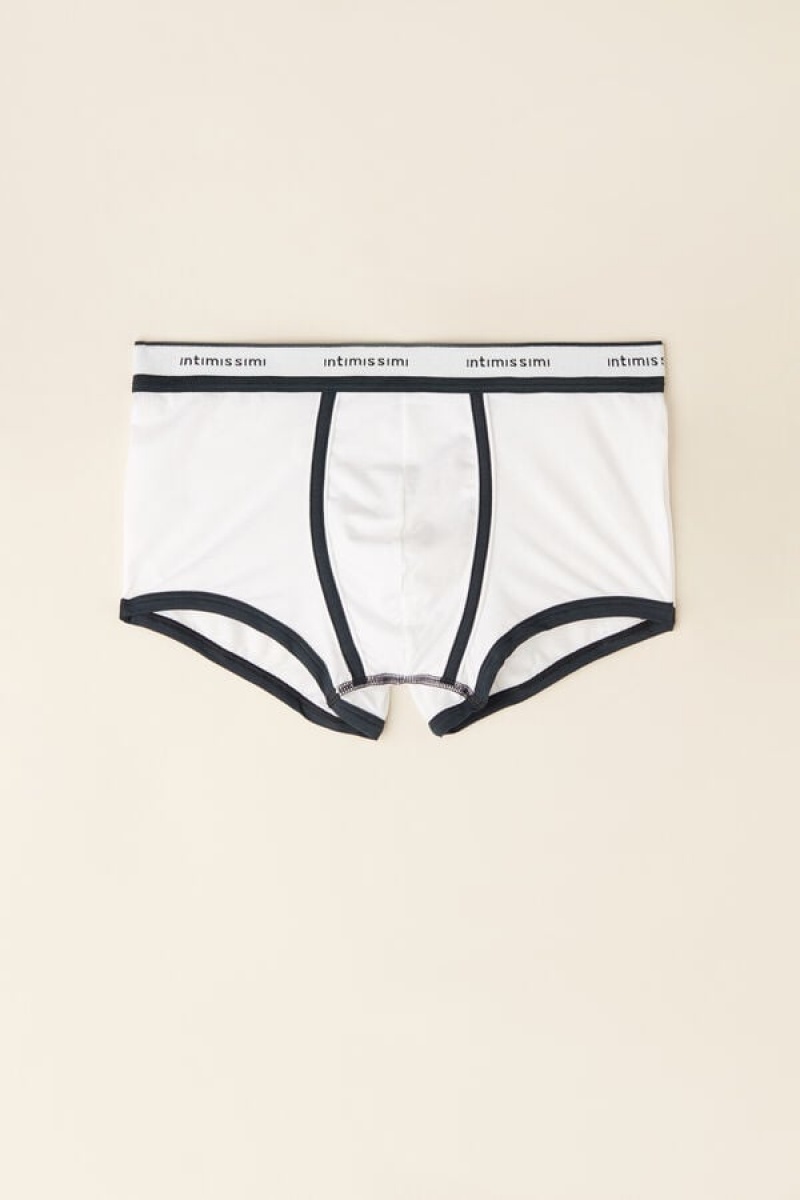 Pánské Boxer Intimissimi Natural Fresh Supima® Bavlněné with Logo Bílé Blankyt | CZ WY3391