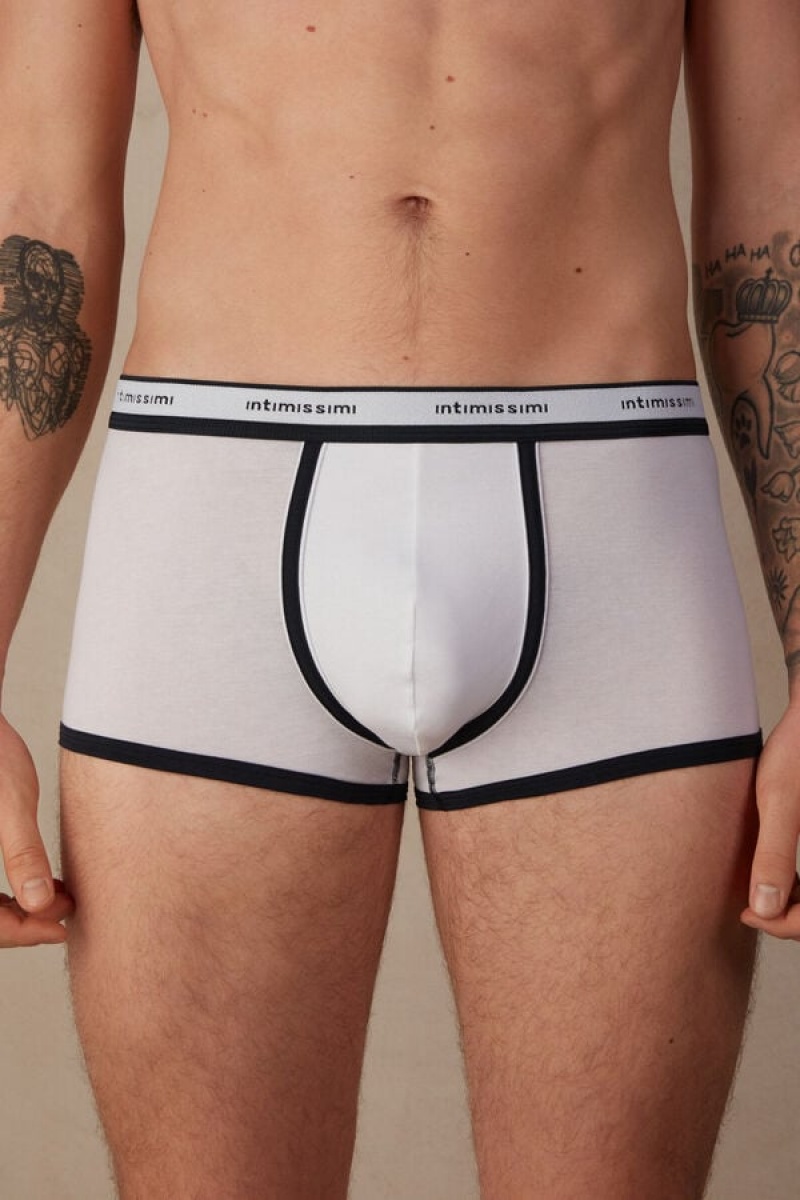 Pánské Boxer Intimissimi Natural Fresh Supima® Bavlněné with Logo Bílé Blankyt | CZ WY3391