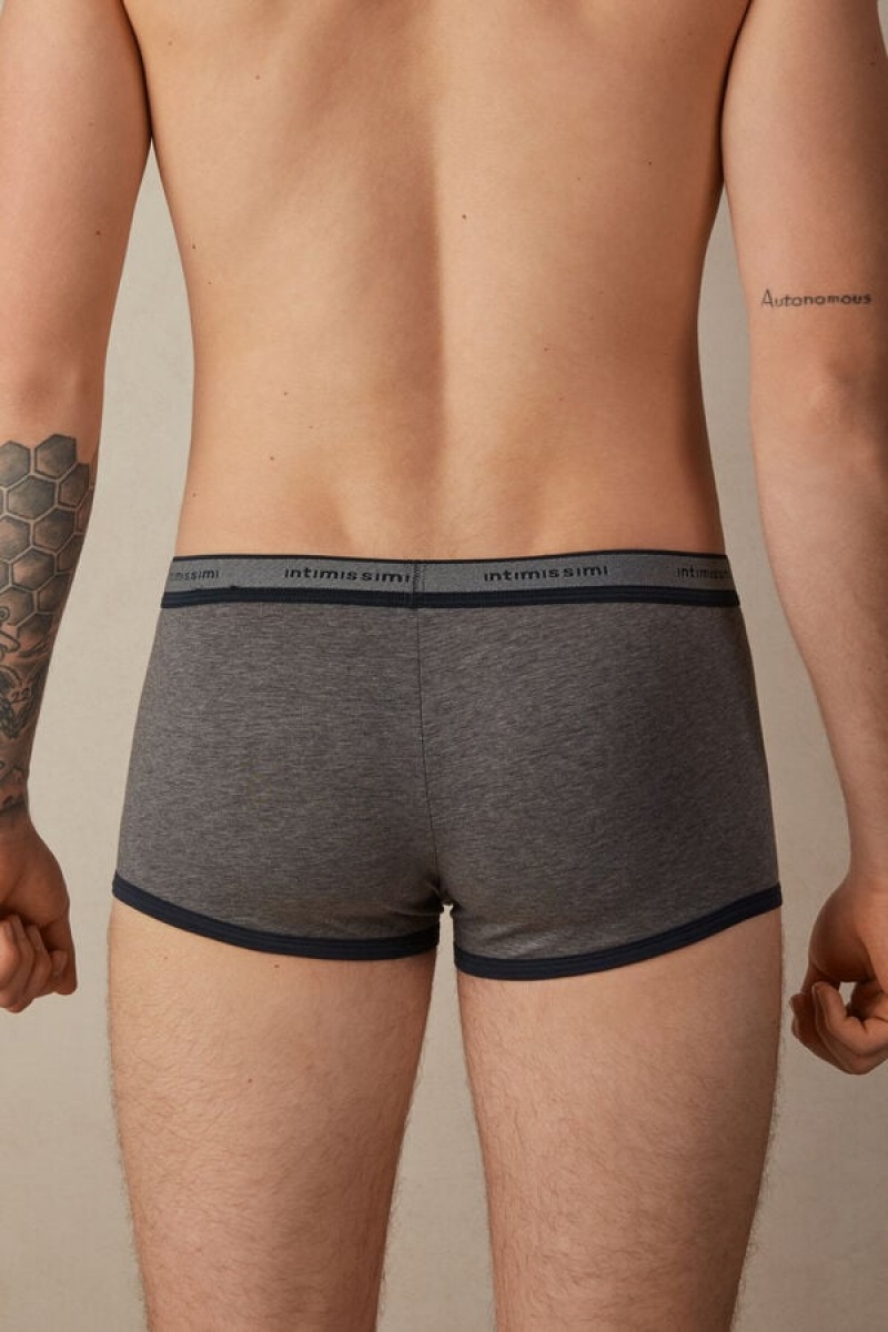 Pánské Boxer Intimissimi Natural Fresh Supima® Bavlněné with Logo Tmavě Šedé Blankyt | CZ EX3390