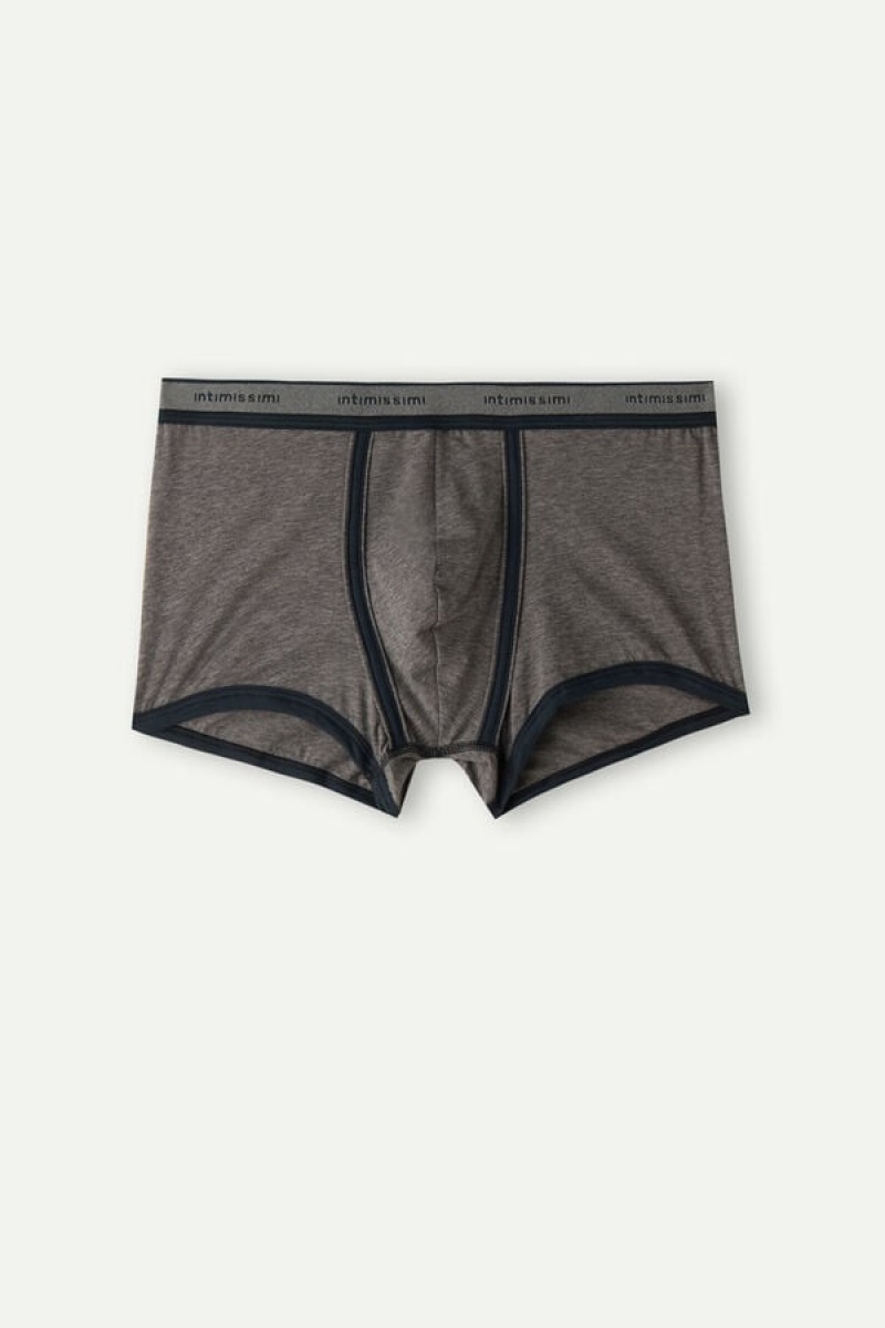 Pánské Boxer Intimissimi Natural Fresh Supima® Bavlněné with Logo Tmavě Šedé Blankyt | CZ EX3390