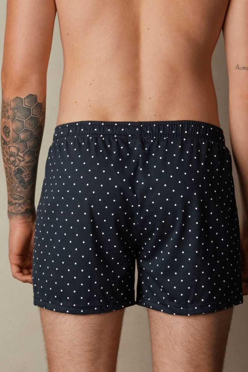 Pánské Boxer Intimissimi Patterned Bavlněné Jersey Relaxed Fit Blankyt | CZ JJ3454