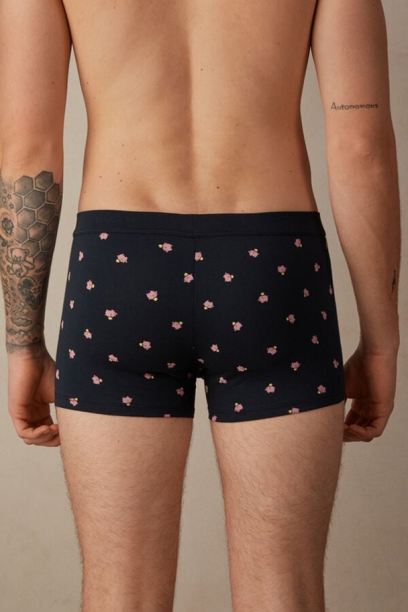 Pánské Boxer Intimissimi Piggy Bank in Stretch Supima® Bavlněné Blankyt | CZ LH3400