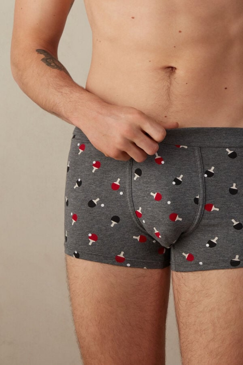 Pánské Boxer Intimissimi Ping Pong in Stretch Supima® Bavlněné Tmavě Šedé | CZ VD3396