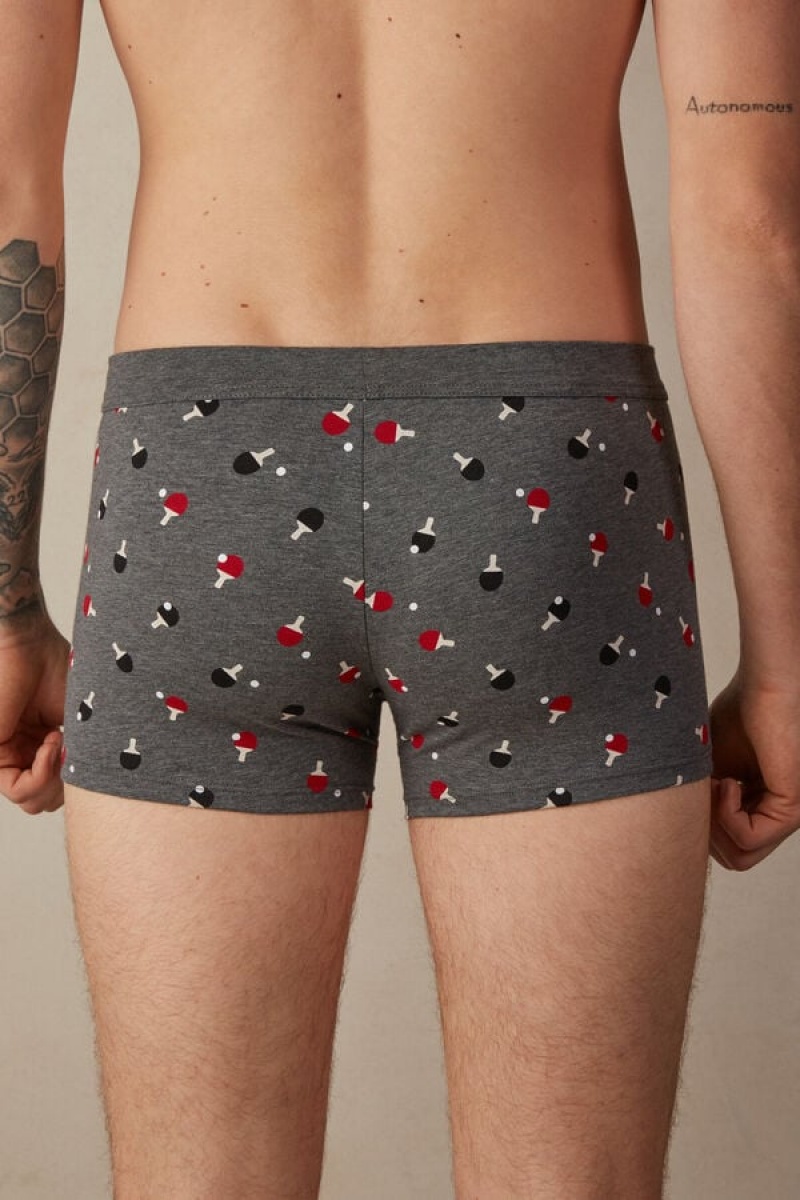 Pánské Boxer Intimissimi Ping Pong in Stretch Supima® Bavlněné Tmavě Šedé | CZ VD3396