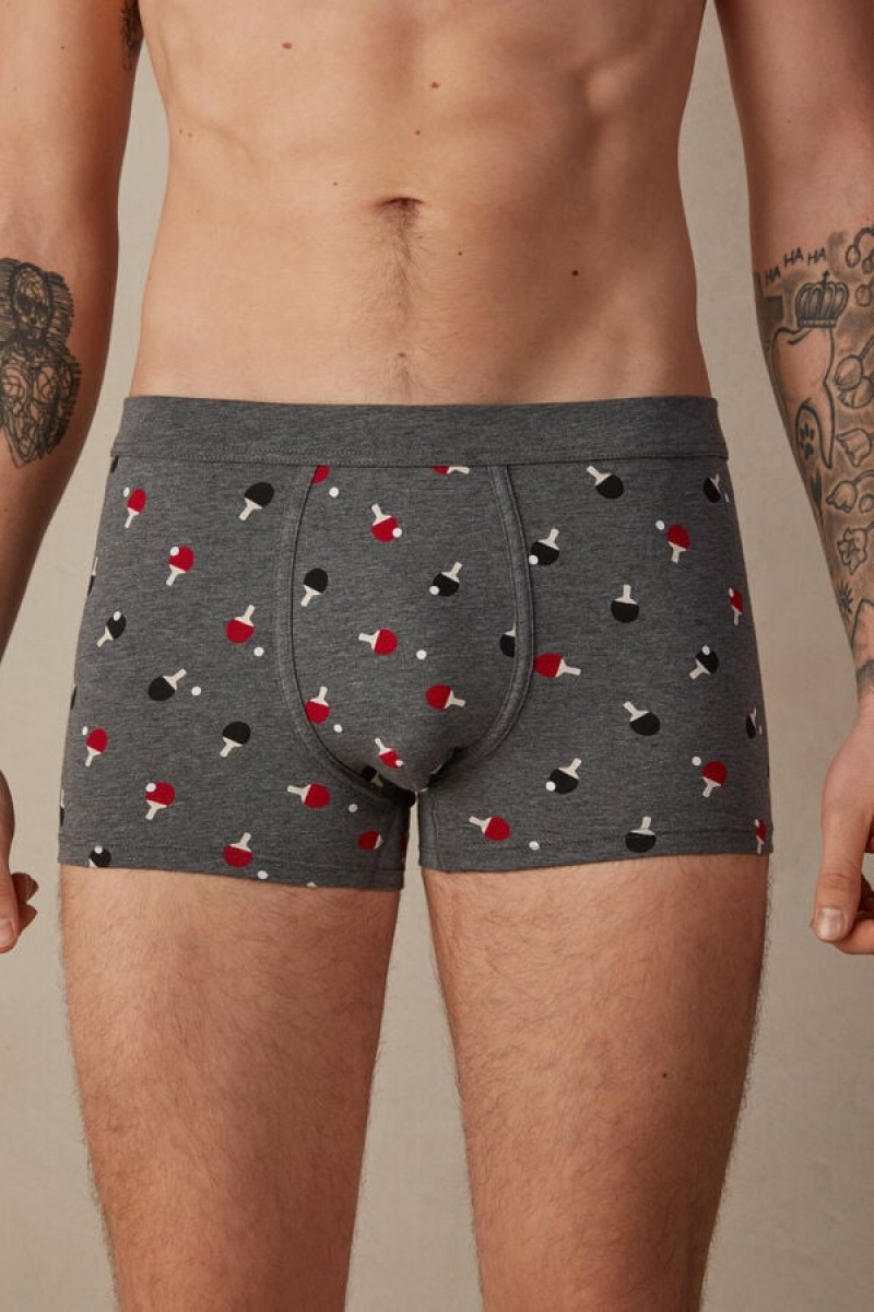 Pánské Boxer Intimissimi Ping Pong in Stretch Supima® Bavlněné Tmavě Šedé | CZ VD3396