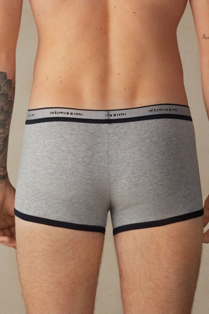 Pánské Boxer Intimissimi Stretch Supima® Bavlněné Shorts with Logo Detail Světle Šedé Blankyt | CZ AP3479