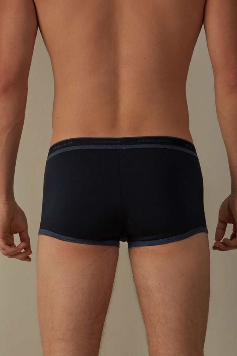 Pánské Boxer Intimissimi Stretch Supima® Bavlněné Shorts with Logo Detail Blankyt | CZ YU3466