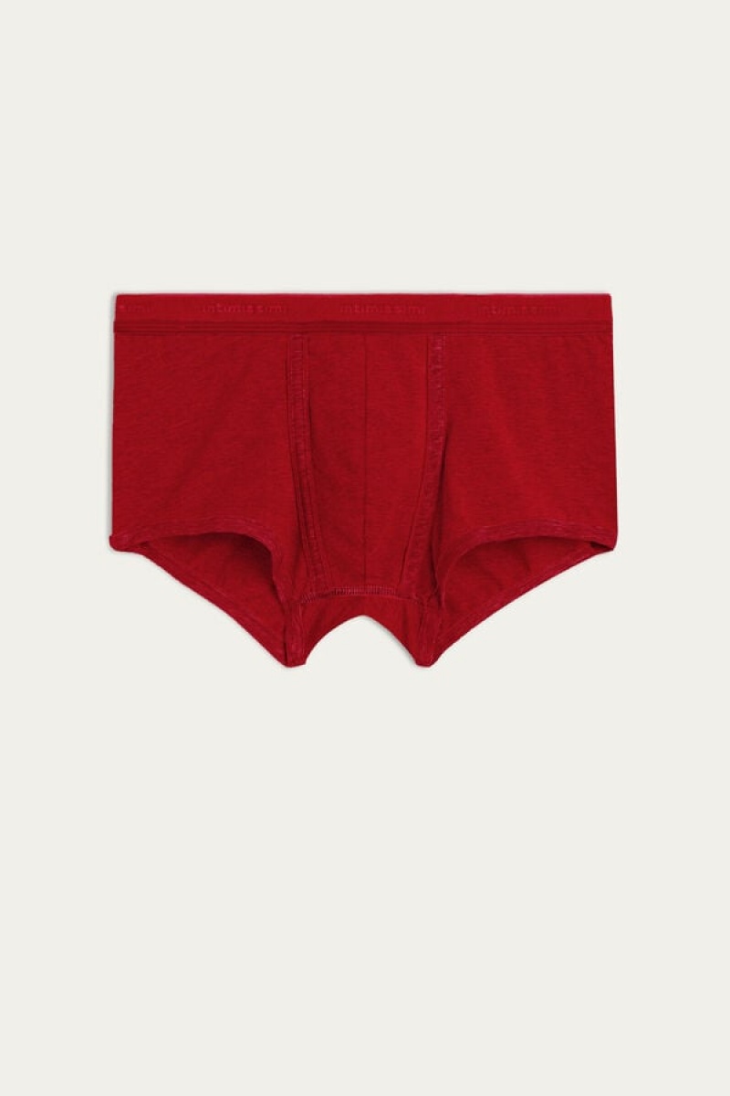 Pánské Boxer Intimissimi Stretch Supima® Bavlněné Shorts with Logo Detail Červené Červené | CZ MA3445