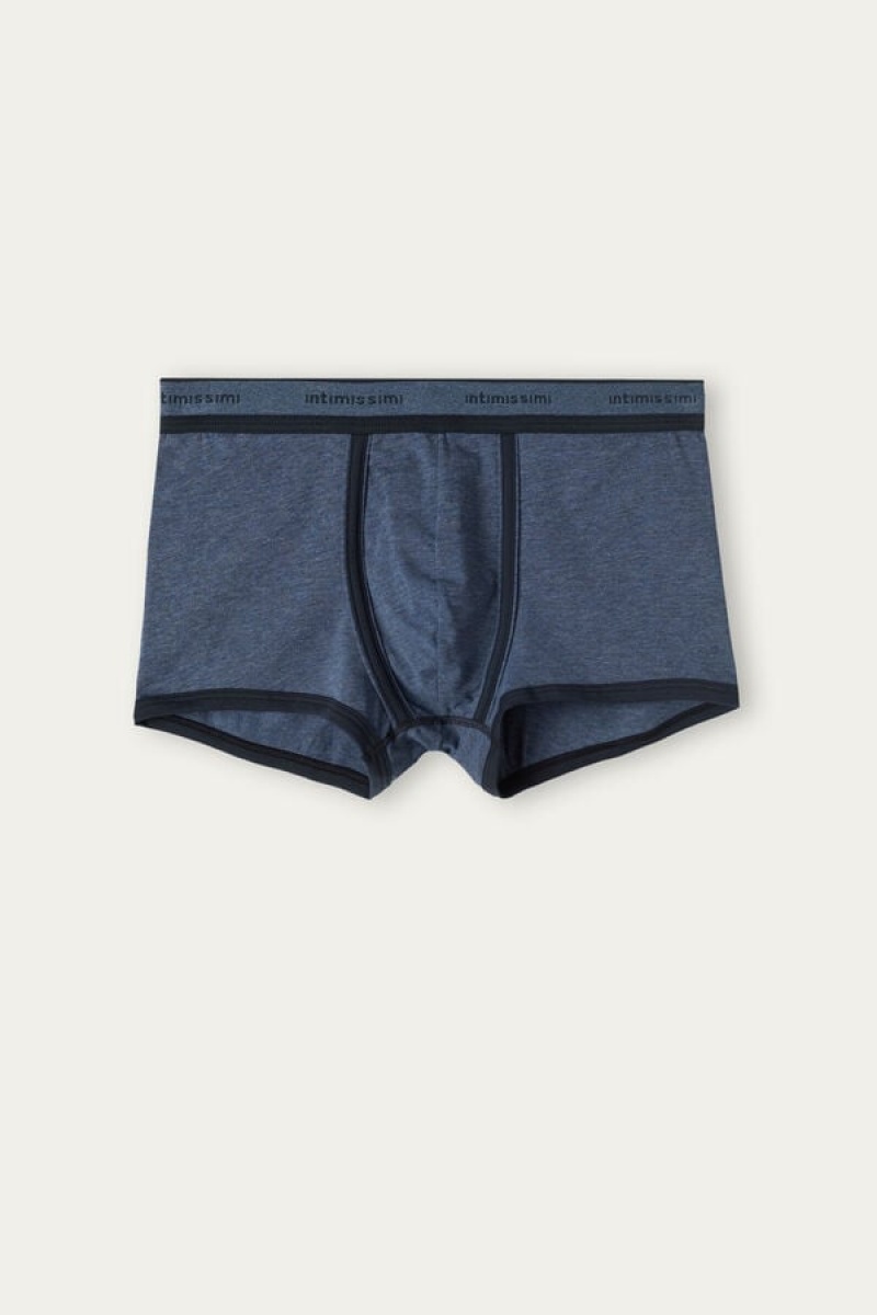 Pánské Boxer Intimissimi Stretch Supima® Bavlněné Shorts with Logo Detail Blankyt Blankyt | CZ EX3442