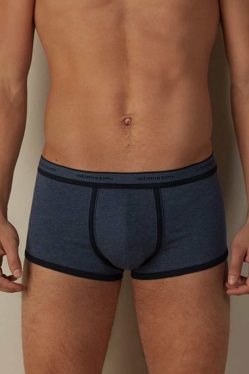 Pánské Boxer Intimissimi Stretch Supima® Bavlněné Shorts with Logo Detail Blankyt Blankyt | CZ EX3442