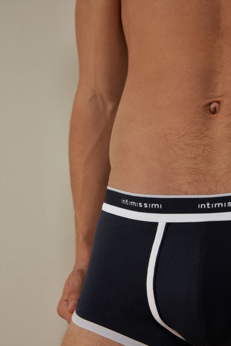 Pánské Boxer Intimissimi Stretch Supima® Bavlněné Shorts with Logo Detail Blankyt Bílé | CZ TV3440