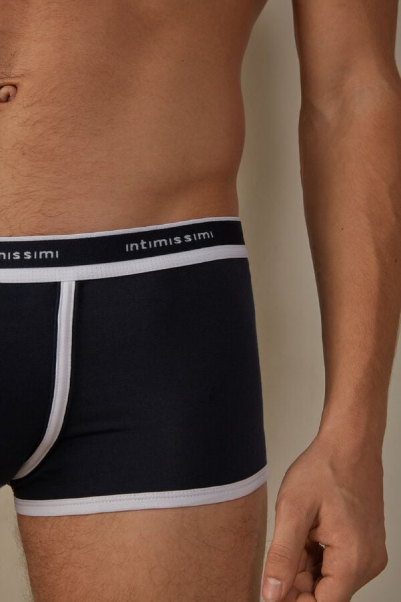 Pánské Boxer Intimissimi Stretch Supima® Bavlněné Shorts with Logo Detail Blankyt Bílé | CZ TV3440