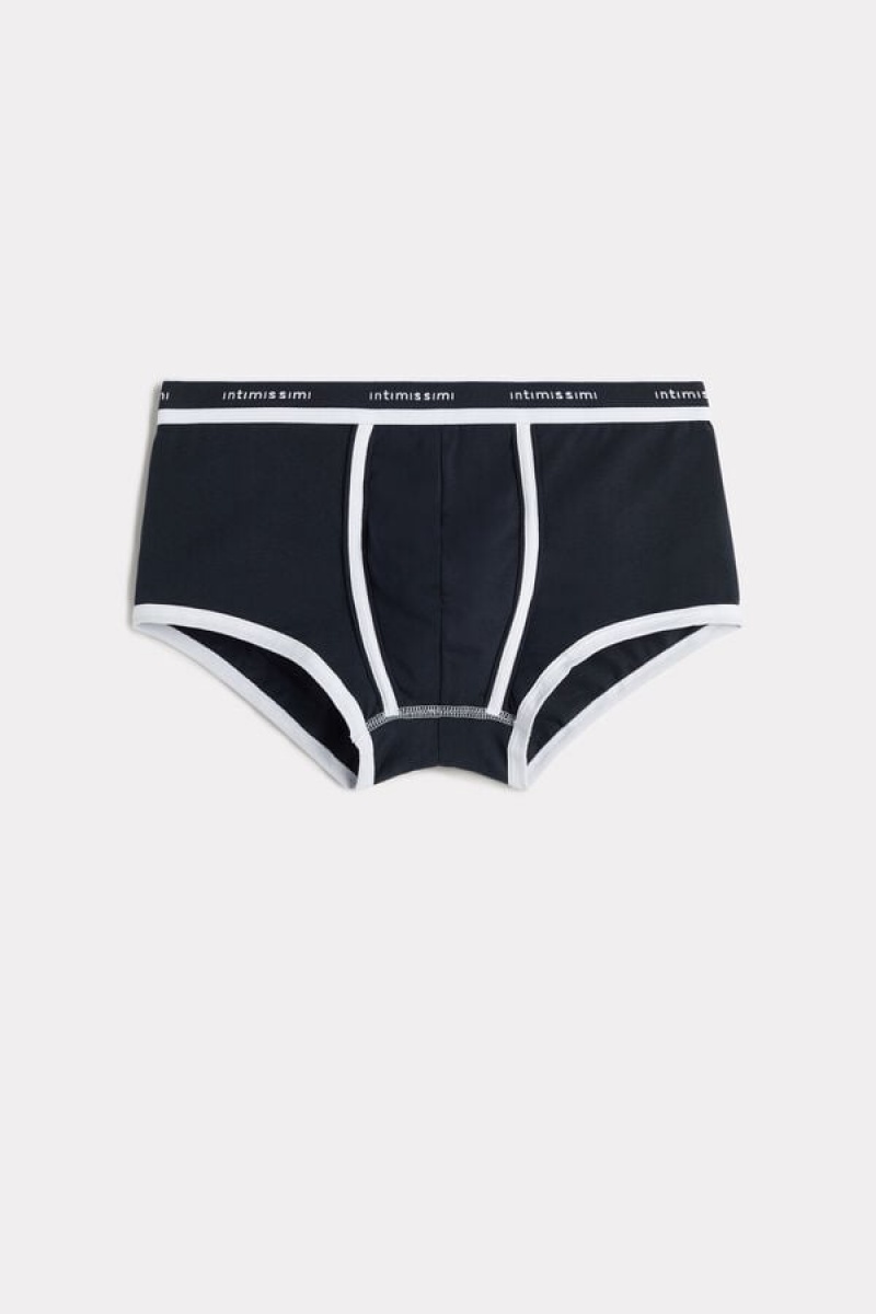 Pánské Boxer Intimissimi Stretch Supima® Bavlněné Shorts with Logo Detail Blankyt Bílé | CZ TV3440