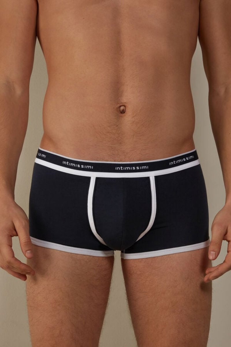 Pánské Boxer Intimissimi Stretch Supima® Bavlněné Shorts with Logo Detail Blankyt Bílé | CZ TV3440