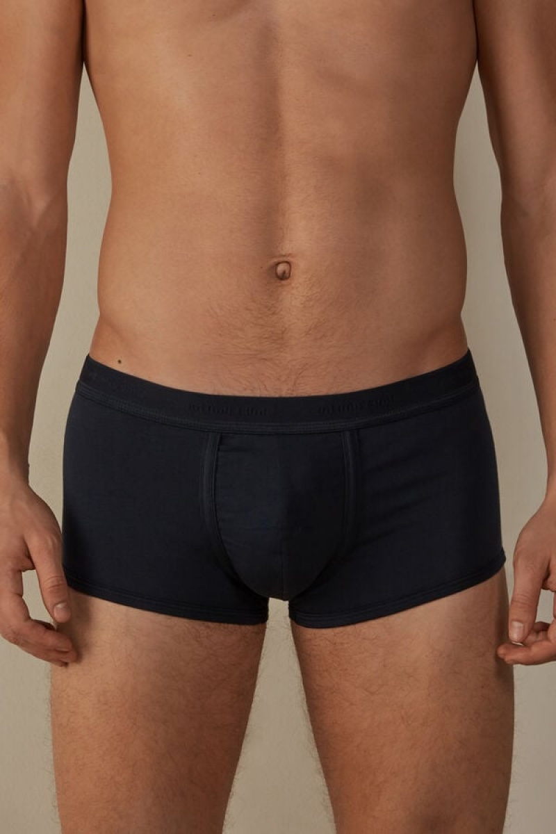 Pánské Boxer Intimissimi Stretch Supima® Bavlněné Shorts with Logo Detail Blankyt | CZ QZ3419