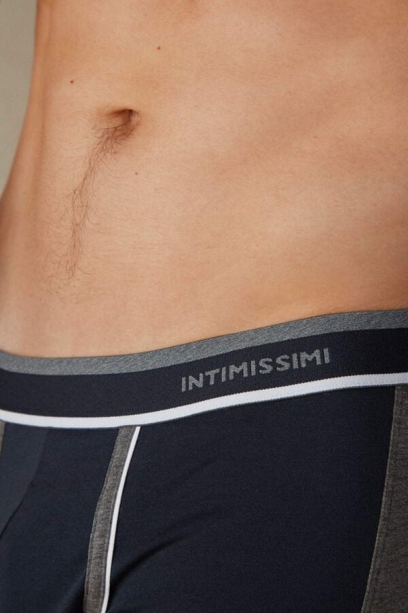 Pánské Boxer Intimissimi Two-tone in Stretch Supima® Bavlněné Blankyt Tmavě Šedé | CZ DN3484