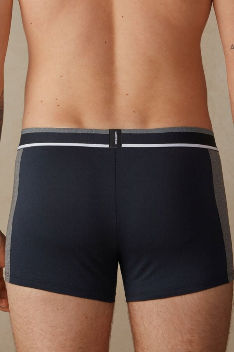 Pánské Boxer Intimissimi Two-tone in Stretch Supima® Bavlněné Blankyt Tmavě Šedé | CZ DN3484