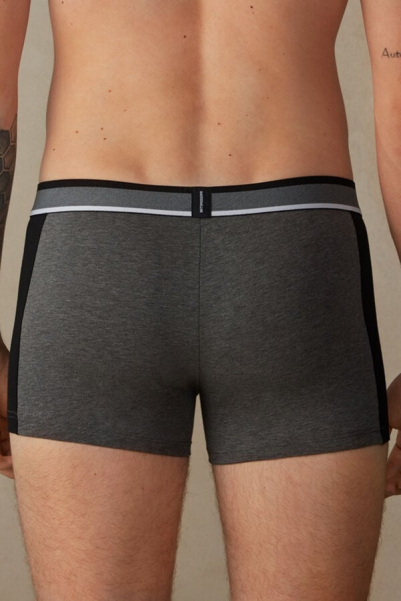 Pánské Boxer Intimissimi Two-tone in Stretch Supima® Bavlněné Tmavě Šedé Černé | CZ GL3475