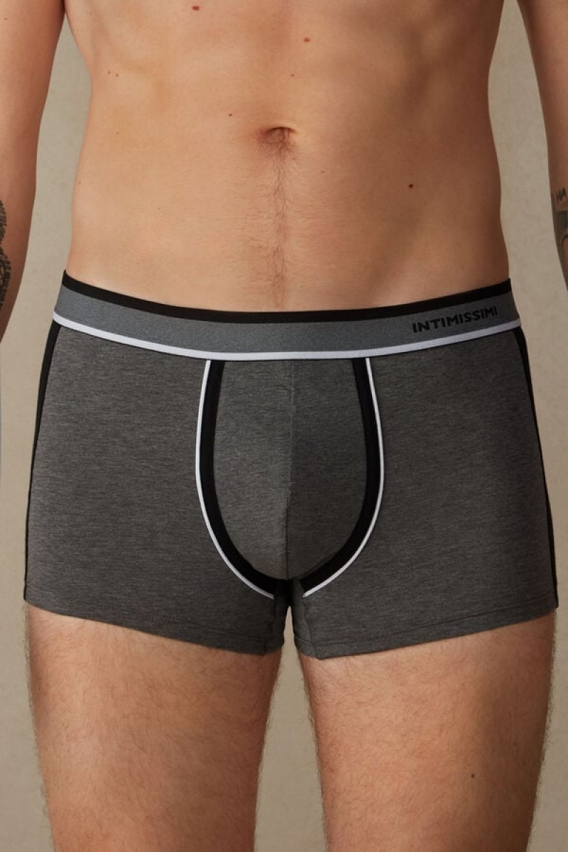 Pánské Boxer Intimissimi Two-tone in Stretch Supima® Bavlněné Tmavě Šedé Černé | CZ GL3475