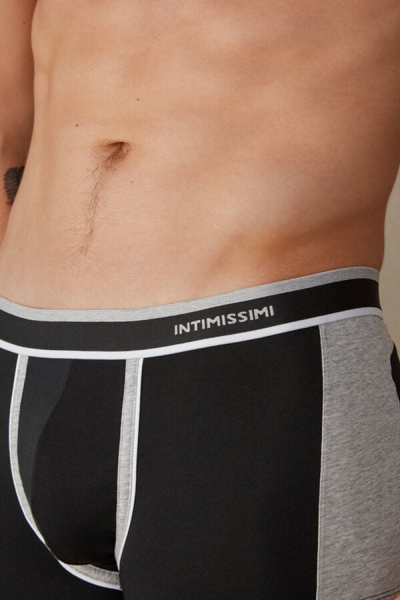 Pánské Boxer Intimissimi Two-tone in Stretch Supima® Bavlněné Černé Světle Šedé | CZ HK3474