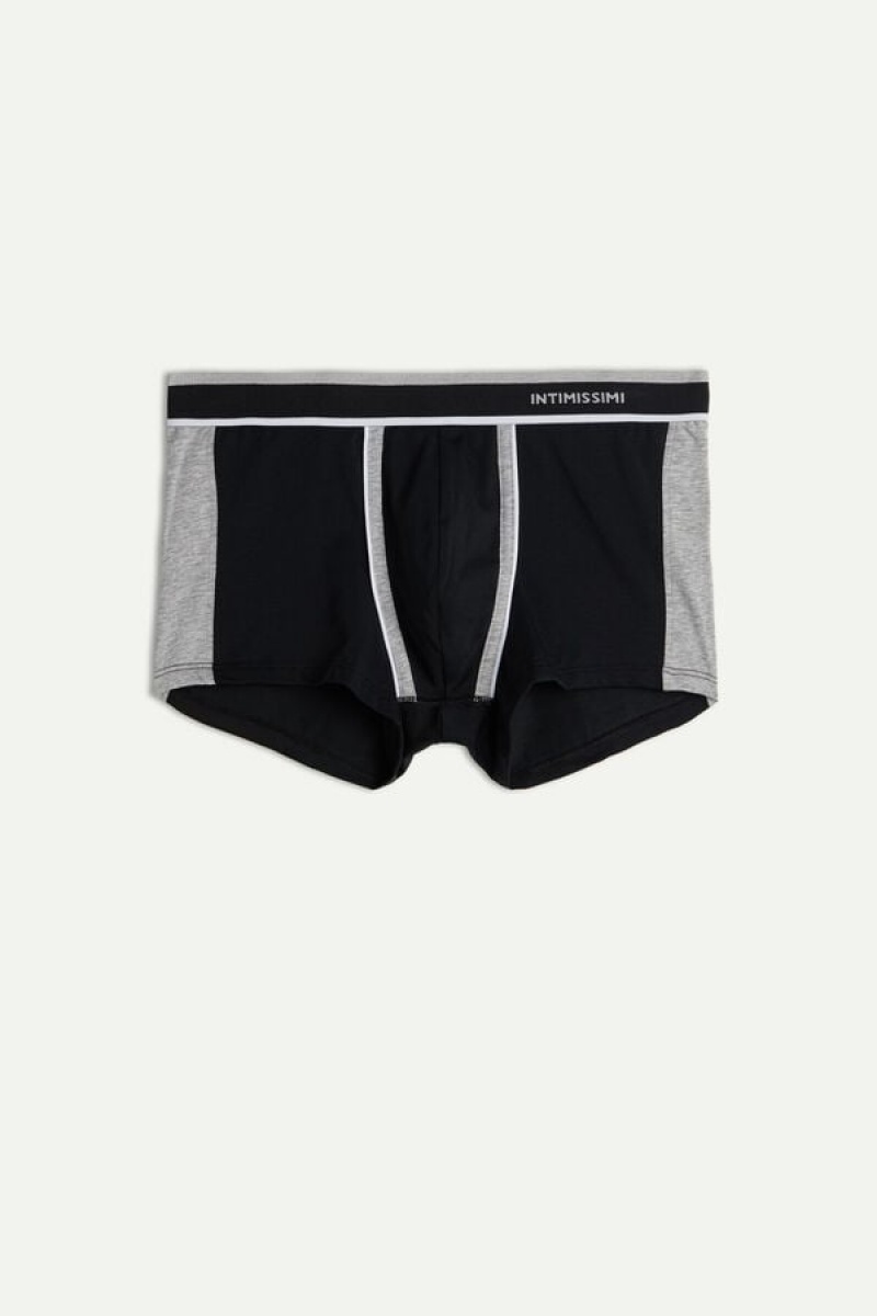 Pánské Boxer Intimissimi Two-tone in Stretch Supima® Bavlněné Černé Světle Šedé | CZ HK3474