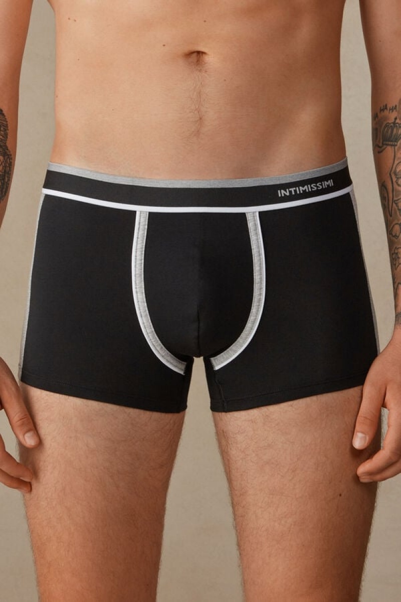 Pánské Boxer Intimissimi Two-tone in Stretch Supima® Bavlněné Černé Světle Šedé | CZ HK3474