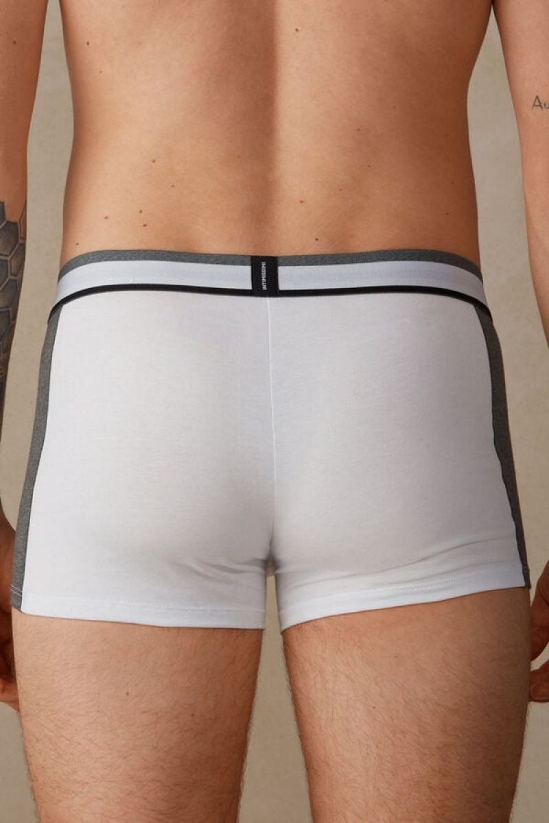 Pánské Boxer Intimissimi Two-tone in Stretch Supima® Bavlněné Bílé Tmavě Šedé | CZ WY3470