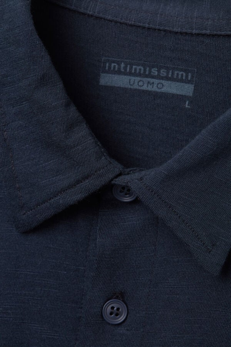 Pánské Dlouhým Rukávem Intimissimi Slub Bavlněné Shirt Blankyt | CZ RW3105