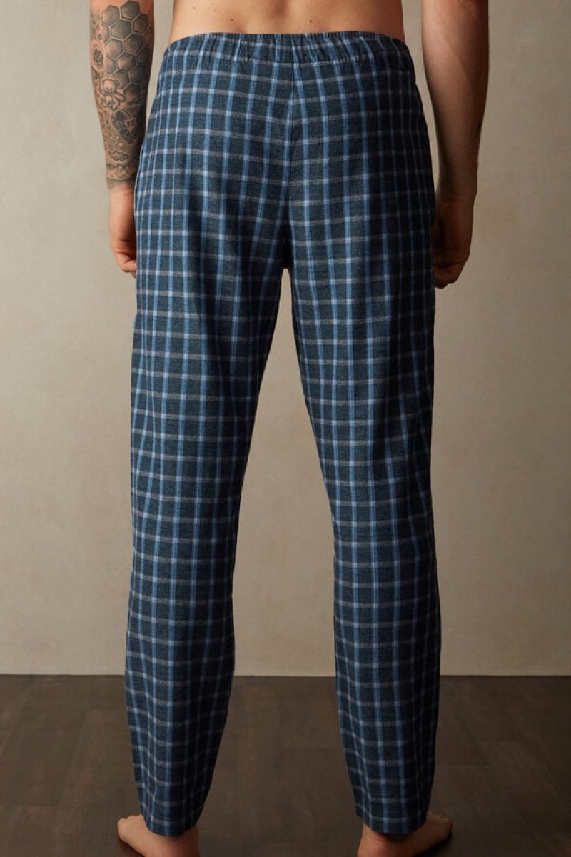 Pánské Kalhoty Intimissimi Full Length in Check Patterned Brushed Cloth Blankyt | CZ QZ3082