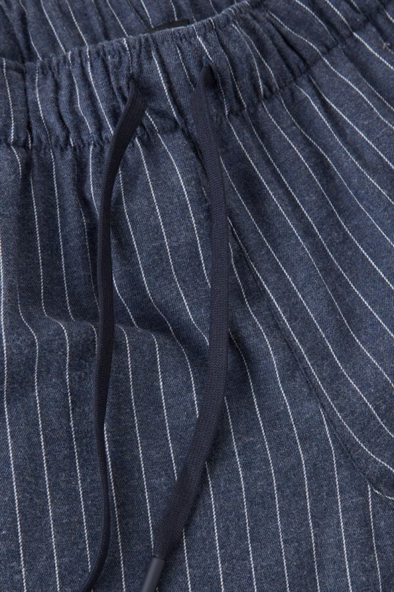 Pánské Pyžama Intimissimi Full Length Pants in Denim Pinstripe Patterned Brushed Cloth Blankyt | CZ EX3177