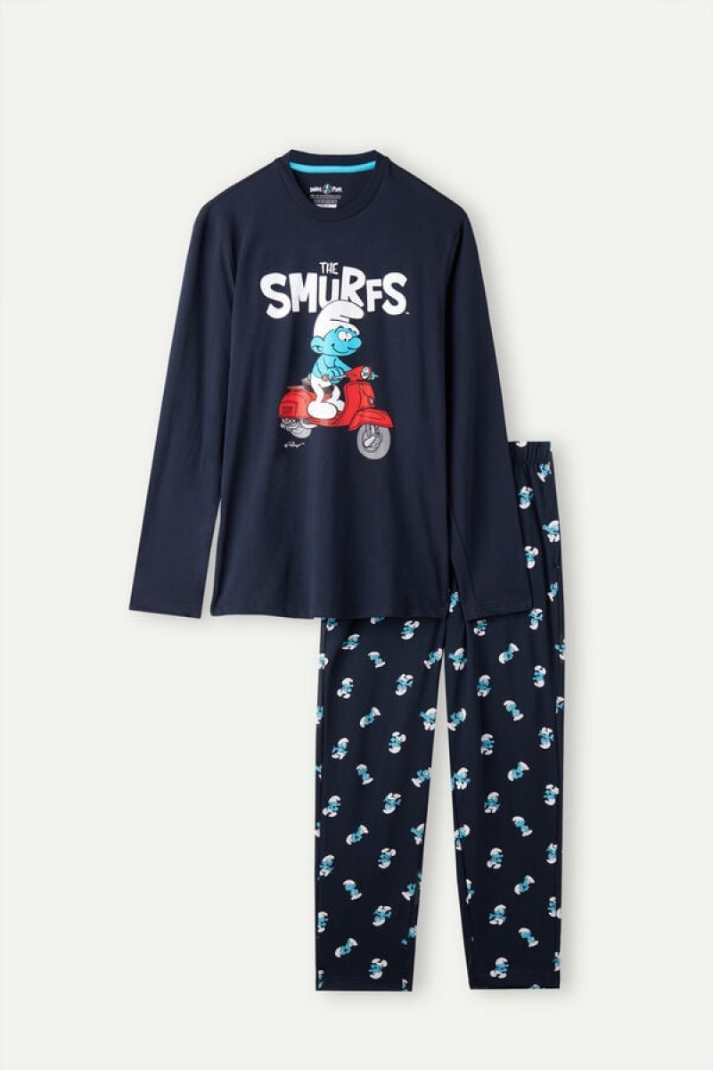 Pánské Pyžama Intimissimi Smurfs Full Length Bavlněné Blankyt | CZ MA3136