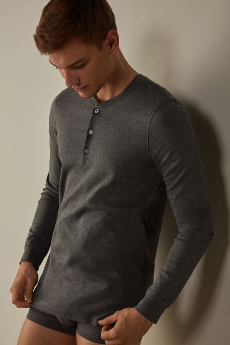 Pánské Pyžama Intimissimi Supima Interlock Long-Sleeve Top Tmavě Šedé | CZ XF3159