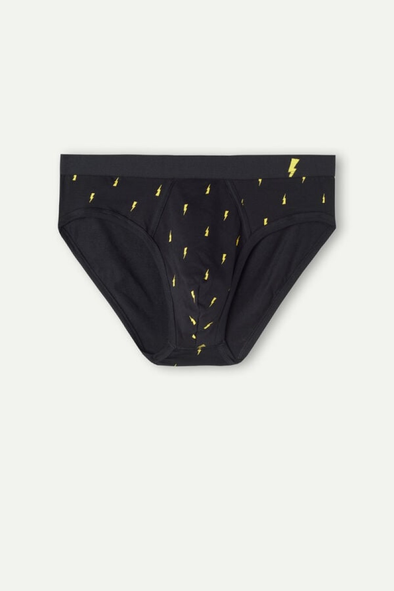 Pánské Slipy Intimissimi Lightning Bolt in Stretch Supima® Bavlněné Černé | CZ GL3334