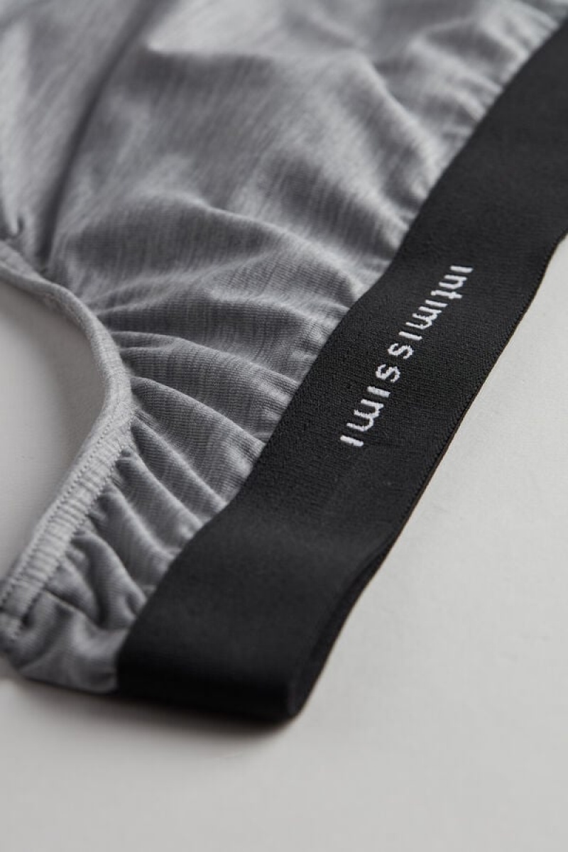 Pánské Slipy Intimissimi Logo Detailed Microfiber Tanga Světle Šedé | CZ FM3379