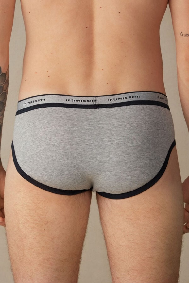 Pánské Slipy Intimissimi Stretch Supima® Bavlněné with Logo Detail Světle Šedé Blankyt | CZ VD3370