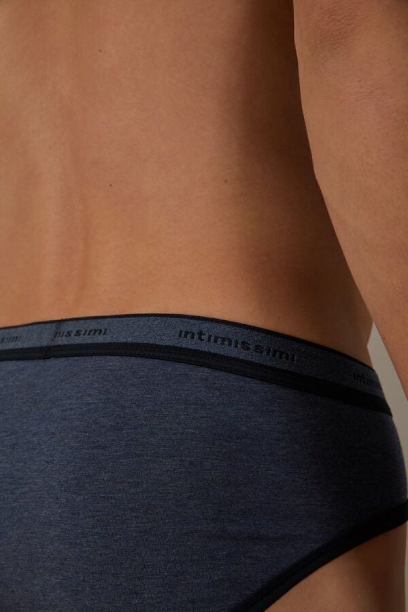 Pánské Slipy Intimissimi Stretch Supima® Bavlněné with Logo Detail Blankyt Blankyt | CZ QZ3348