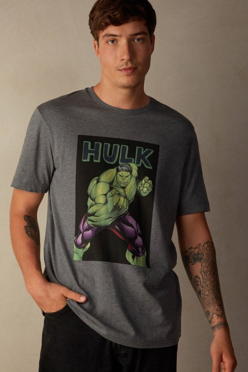 Pánské Tričko Intimissimi Hulk Print Tmavě Šedé | CZ TV3060